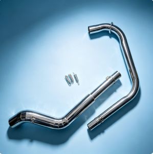 Rusi Gamma 200 Stainless Elbow on Akrapovic K10 with DB Reducer
