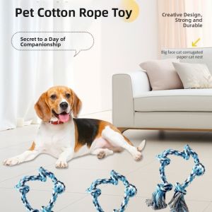 YITAQI Cotton Dog Chew Toy Interactive Teeth Cleaning Indestructible Dog Rope Toy Interactive Training Double Cotton Chew Knot Toys Large Dogs