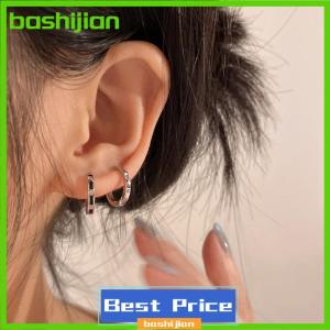 bashijian 4pcs thép không gỉ pha lê Hoop Bông tai mát mẻ hàng ngày mặc đồ trang sức phụ kiện