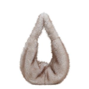 OLOPYN Fluffy Faux Fur Crescent Hobo Bag Large Capacity Soft Plush Big Tote Bag Luxury Warm Underarm Shoulder Bag Winter
