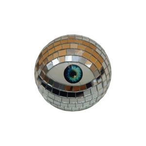 TUS Glowing Ghost Eyes Disco Ball Reflective Ornament Glass Mirror Mosaic Mirror Disco Ball Reflective Ball Mosaic Design Eyeball Decoration Halloween Party
