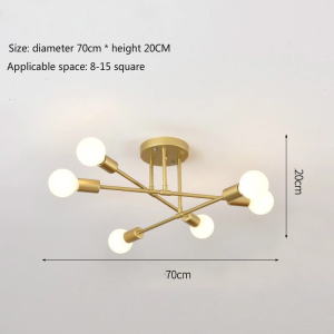 Lampu Gantung Nordik Emas Chandelier Lampu Hias Kamar Tidur Ruang Makan Dekoratif Lampu