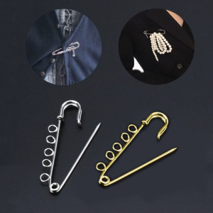 10Pcs/set Heavy Duty Safety Pins Brooch Pins Sewing Crafts Clothing Costume Decor 5 Holes for Brooch Making Blankets