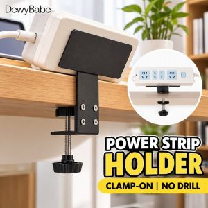 Adjustable No Drill Power Strip Holder Under Desk Clamp Cable Organizer Bracket For Home Office Bedroom Kitchen