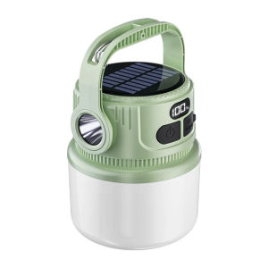 Solar digital display power LED night light C-type charging portable outdoor light digital display screen waterproof camping barbecue tent hanging emergency light