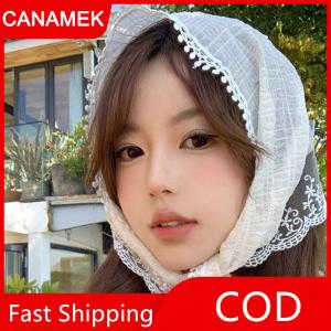 【CANAMEK】 Phong Cách Pháp Ren Hoa Mô Hình Tam Giác Khăn Headband Lolita Khăn Lụa Mũ Khăn Turban Phụ Kiện Tóc Thời Trang Của Phụ Nữ