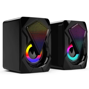 Speaker Laptop Komputer PC Smartphone HP Desktop Subwoofer Stereo Wired 6W USB RGB Warna Warni Light
