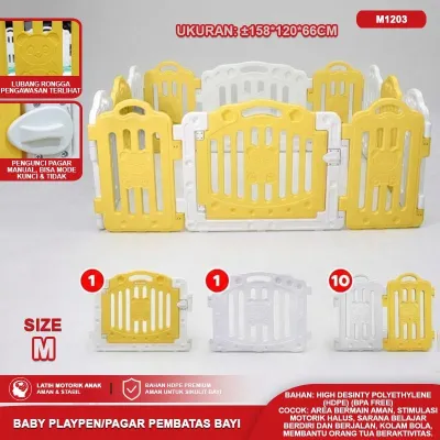 Baby Playpen / Pagar Pembatas Bayi Safety Guard Motif Lucu / Pagar Bermain - HDPE Anti Slip Pintu Pengunci