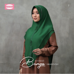 Sayra Khimar Bunga Swarovsky Soft Pad Antem 2 Layer Terbaru Ceruty Polos Mewah
