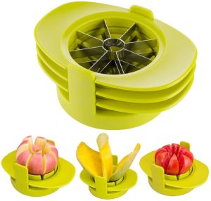 Apple Slicer Cutter Corer Peeler Set 4 in 1 Stainless Steel Multi Function Fruit Vegetable Mango Tomato Lemon Pear Orange Slicer Tool with Base