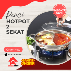 Panci Hotpot Shabu 2 Sekat Serbaguna Multifungsi Bahan Stainless Steel Tebal Asli 28 CM Jumbo Hot Pot Steamboat