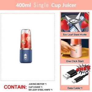 2Cup Electric fruit juicer blender juice mixer mini Wireless Portable household USB Charging 6 Blade gift juice cup 榨汁机 榨汁杯