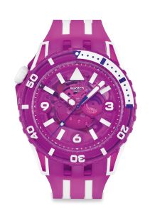 Swatch Flower Hat (SSCU09P100) Pink 44mm Silicone Watch