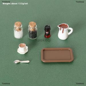 [COD] Yaokeqi 7Pcs Desktop Scene Simulation Micro Model Parts Handmade Miniature Dollhouse Coffee Cup Model Decorative Tray Plate Accessories