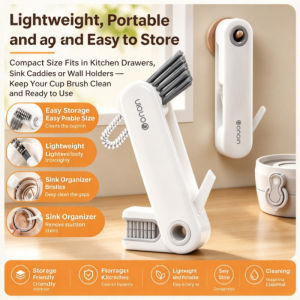 Multifunction Cup Brush Crevice Cleaning Brush 4 in 1 Bottle Brush Gap Cleaning Brush Kitchen Cleaning Tool Cup Lid Brush