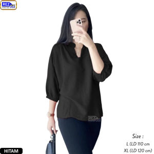 Blouse Wanita Terbaru Motif Polos / Baju Atasan Wanita Cringkle Airflow Lengan 7/8