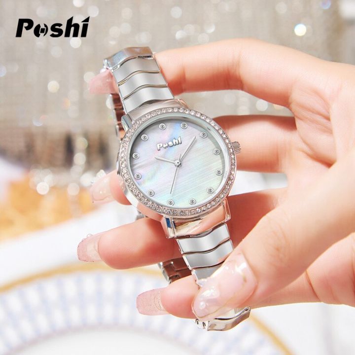 POSHI Original Waterproof Ladies Watch Quartz Silver Stainless Steel Watch Women s Sale Original Korean Style Fashion Design Girls Watches Relo for Women Lazada PH