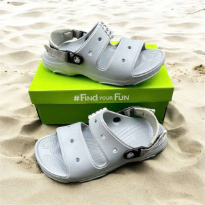 [Chính hãng-lỗi 1 cắt] Dép quai ngang crocs tera 2 màu đen và xám phong cách đường phố cool ngầu