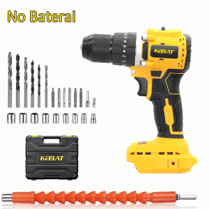 KEELAT KCD007 Mesin Bor Elektrik Baterai Brushless 80N.M Bor listrik Drill Cordless Impact Drill Electric Screw Driver Hammer Set Brushless Motor For MT Baterai