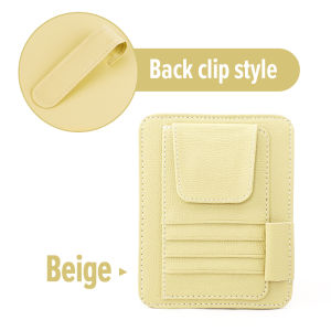 PU Car Sun Visor Storage Multi-function Vehicle Glasses Pen Holder Card Storage Bag Bill Clip