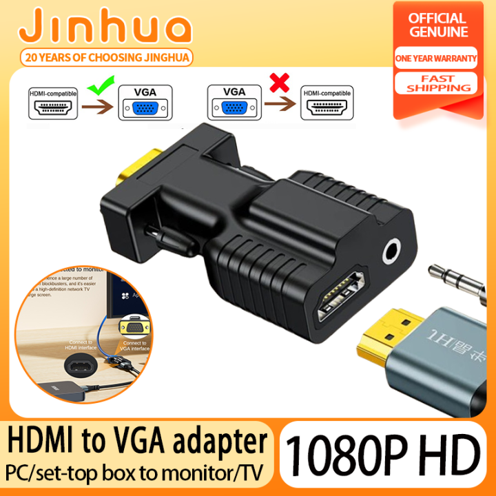 JINGHUA 1080P HDMI Female to VGA Male with Audio Output Cable Converter ...