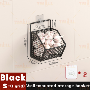 [✅SG Ready Stock] kitchen storage shelf Wall mounted onion and ginger seasoning storage rack in household kitchen