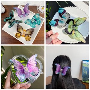 YAOO Động vật Kẹp tóc hình bướm Yêu Tinh In Kẹp cá mập lớn Thời trang Phụ kiện tóc Cô Gái