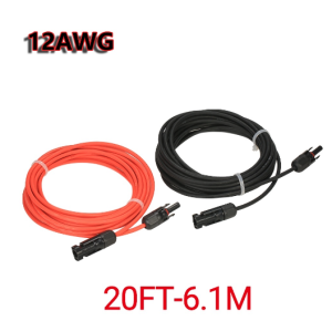 1 Pair 20/30 Feet Black Red High-Quality 10/12 AWG Solar Panel Extension Cable Wire with MC4 Female and Male Connector