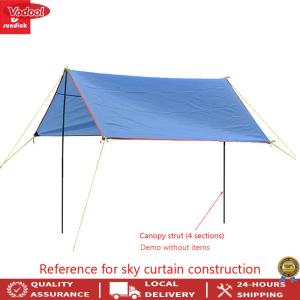 [NEWEST] 2m/6.6ft Camping​ Tent Awning Poles Outdoor Folding Zinc Plated Iron Canopy Rod Camping Portable Outdoor Elements