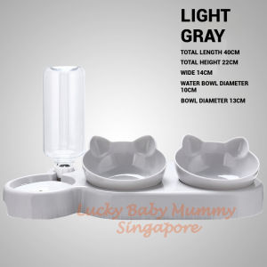 3-In-1 Pet Bowl Set with Water Dispenser / Tilt Design Detachable & Washable Pet Feeder Rainbow Culture