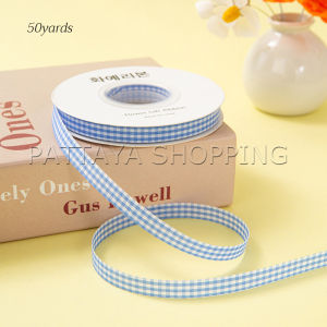 Pattaya ริบบิ้นผ้าลายสก็อต ยาว 50 หลา ใช้สำหรับทำโบว์ ผูกของขวัญ งาน Diy ต่างๆ 1 ม้วน Decorative ribbon