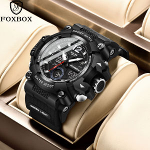 LIGE Sports Electronic Watch Men Women FoxBox Dual Display Luminous Chronograph Calendar Waterproof Digital Wristwatch + Box
