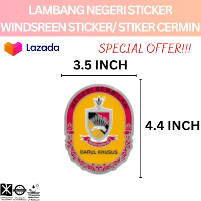 LAMBANG NEGERI MALAYSIA STATE MALAYSIA FLAG CAR WINDSCREEN STICKER STICKER CERMIN KERETA SELANGOR SABAH JOHOR PAHANG
