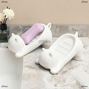 [COD] dfhws Cat Shape Soap Box Cartoon Soap Dish Drainable Storage Holder Soap Container Storage Dish Household Bathroom Accessories