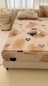 Fluffy Plush Fitted Bed Sheet Cartoon Long Hair Fleece Bed Cover for Double Bed Fundas De Colchón Winter Warm Mattress Cover