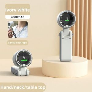 Taoxilife Portable Handheld Fan 4000mAh USB Rechargeable Turbofan LED Digital Display Table Fan Outdoor Fan