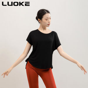 Luokeกีฬาผู้หญิงสวมใส่สบายHEAกระจายแห้งเร็วBody-Buildingสามมิติตัดเย็บเน้นเส้นโค้งBreathableแฟชั่นตัวอักษรโยคะฟิตเนสปลอกแขนเสื้อสำหรับวิ่งTops