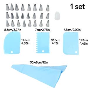 29-Piece Cream Piping Bag and Tip Set Cake DIY Decorating Kit with Multi Stainless Steel Nozzle Reusable Kitchen Pastry Cake Baking Tool