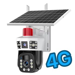 V380 threeCamera Solar Powered Wireless Home Security Camera System with 4G Remote Access Full HD Color Night Vision for Indoor and Outdoor