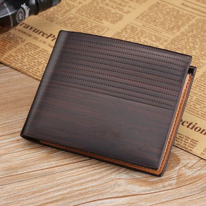 Korean casual mens wallet two-fold short wallet mens shiny PU leather wallet