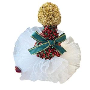 Santa Hat Headwear Tinsel Hair Clip Christmas Duckbill Clip Headpiece with Tinsel Tulle Cone Hat Cartoon Photo Props