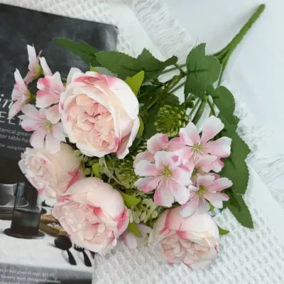 KOREAN NEW AYEECA - Bouquet bunga BKT 1023 OLEO 7Cbg Bunga MIX PEONY DAN HYDRA Artifisial Dekorasi Hiasan Seserahan Buket Palsu