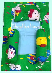 Bộ gối chặn và nệm lót cho bé sơ sinh 4 chi tiết chất vải kate mềm mịn thoáng mát cho bé trai bé gái từ 0-12 tháng