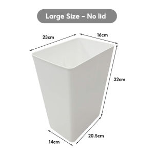 JFS 7.5/9L Trash Can with Wooden Lid Rectangular Trash Bin White Garbage Container for Bathroom Kitchen