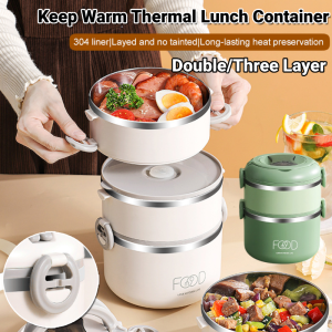 Microwaveable Stainless Steel Extra Long Insulated Lunch Box Keep Warm Thermal Lunch Container Portable Leakproof Bento Box