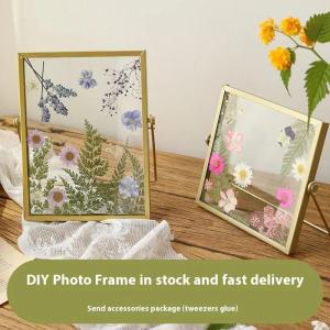 DIY Double-Sided Transparent Glass Picture Frame for Dried Flowers Handmade Home Decor Display Stand Decorative Photo Frame2026