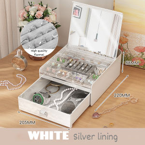 Jewelry Box Multi-Layer Storage Earrings Rings Necklaces Elegant Portable Jewellery Case with Mirror Portable Organizer