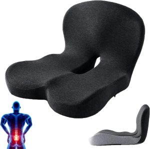 Back and Seat Cushion Car Seat Cushion Memory Foam L-Shaped Integrated Car Cushions Ergonomic Car Cushion for Big People with Back Support (Black)