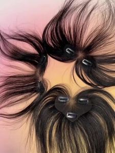 Fetal hair and bangs Insta-Worthy 100% Real Human Hair Boost Volume of Hair Seamless Mocha Brown and  Natural Black Topper Cover Thin or White Hair Light Breathable Base for Confidence For Women