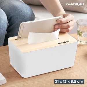 COD Kotak Tissue Box Kayu Estetik TaffHOME ZJ008 Dilengkapi Holder Hp Cocok Di Rumah Maupun di Mobil